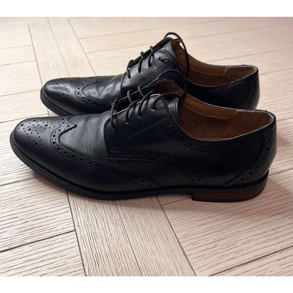 Florsheim men\'s leather black wingtip oxford lace up dress shoes. ‎ Sz 12D